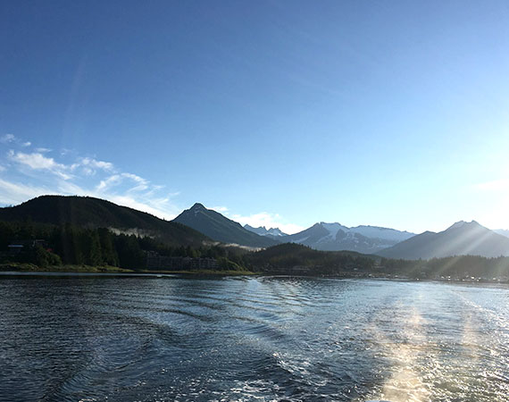 Baranof Guide Story: Mendenhall valley as we leave Auke bay – Private Charter